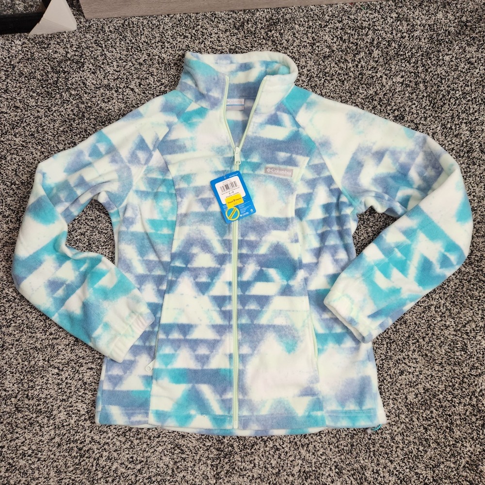 columbia benton springs fleece Full Zip jacket Blue Purple Geometric Women S Nwt